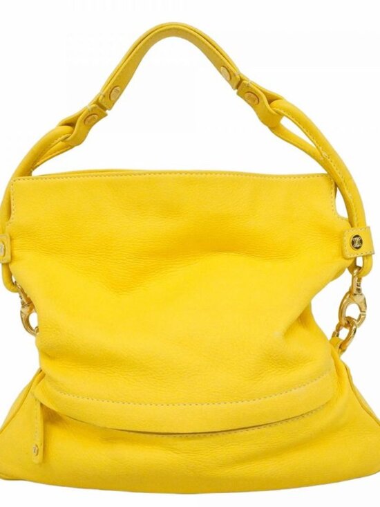 Celine Shoulder Bag Leather Yellow Gold